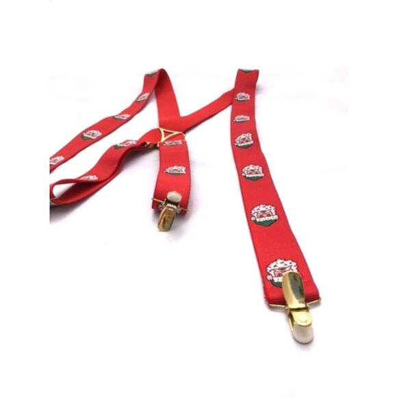 RARE Vintage Red & Green SANTA Claus Suspenders - W Germany HOLIDAY Suspenders - Picture 3 of 4